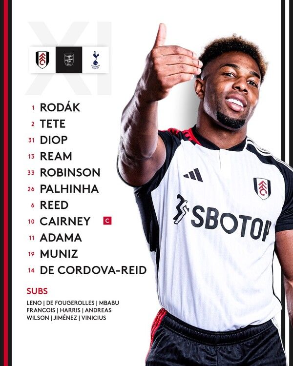 풀럼 선발 라인업. 사진┃풀럼 FC