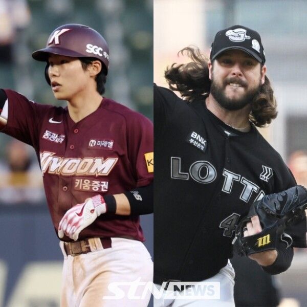 키움 히어로즈 김혜성(좌측)과 롯데 자이언츠 윌커슨(우측). 사진┃뉴시스