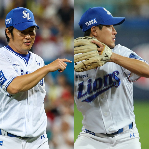 (좌측부터) 송은범, 강한울. 삼성은 28일 두 선수에게 다음 시즌에 재계약을 하지 않겠다고 밝혔다. /사진=삼성 라이온즈