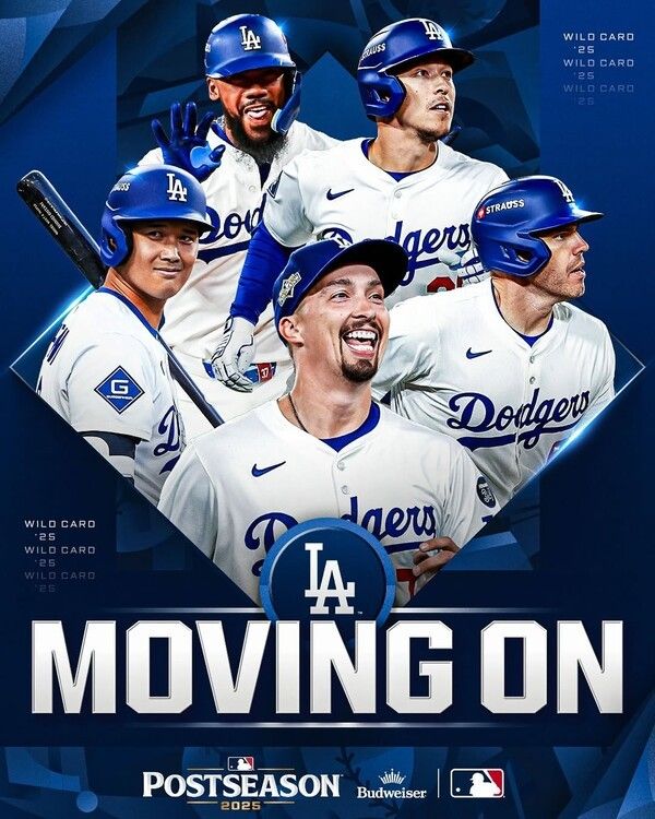 LA 다저스가 지난 2일(한국시간) 2025 메이저리그 내셔널리그 디비전시리즈 진출을 확정했다. MLB가 그에 대한 축하 게시물을 올렸다. 사진 | MLB 채널