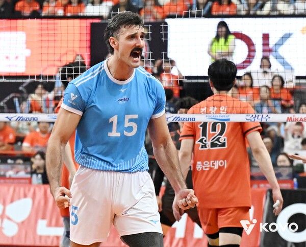 포효하는 대한항공 러셀. /사진=KOVO