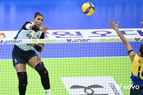 공격을 펼치는 GS칼텍스 지젤 실바. /사진=KOVO