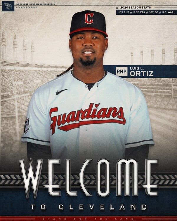 클리블랜드 가디언스 소속 투수 루이스 오티즈. 그는 11일(한국 시각) 미국 보스턴 로건 공항에서 체포된 후 보석으로 석방됐다. 현재 MLB를 충격에 빠뜨린 도박스캔들의 주인공이기도 하다. /사진=클리블랜드 가디언스 공식 채널