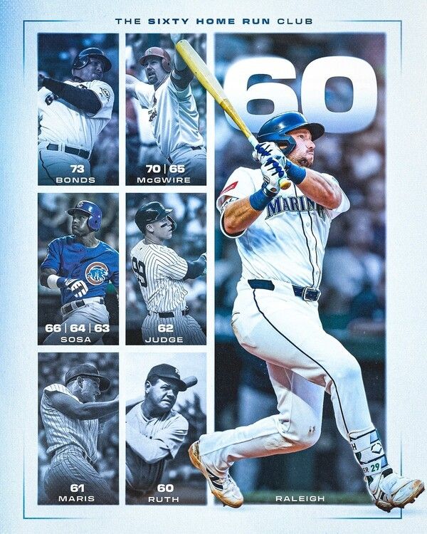 칼 롤리가 60홈런을 달성하자 시애틀 마리너스 측이 이를 축하하는 게시물을 올렸다. /사진=시애틀 매리너스 공식 채널