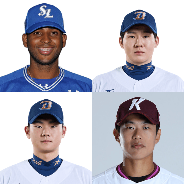 (좌측 위부터) 삼성 라이온즈 르윈 디아즈(1루수), NC 다이노스 박민우(2루수), 김주원(유격수), 키움 히어로즈 송성문(3루수). /사진=삼성 라이온즈, NC 다이노스, 키움 히어로즈