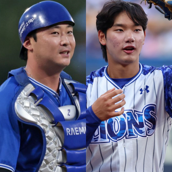 (좌측부터) 삼성 라이온즈 포수 김재성, 내야수 심재훈. /사진=삼성 라이온즈