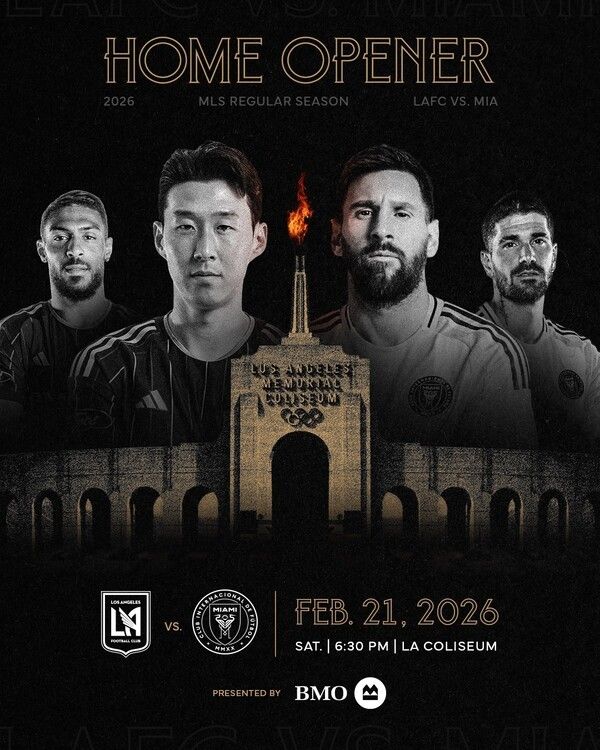 로스엔젤레스FC(LAFC)와 인터 마이애미는 오는 2026년 2월 22일 오전 11시 30분 LA 메모리얼 콜리세움에서 2026시즌 미국 메이저리그 사커(MLS) 1라운드 경기를 치른다. /사진=로스엔젤레스FC(LAFC)