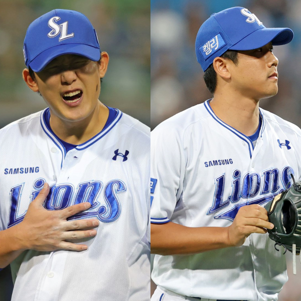 (좌측부터) 전 삼성 라이온즈 투수 김대우, 이상민. /사진=삼성 라이온즈