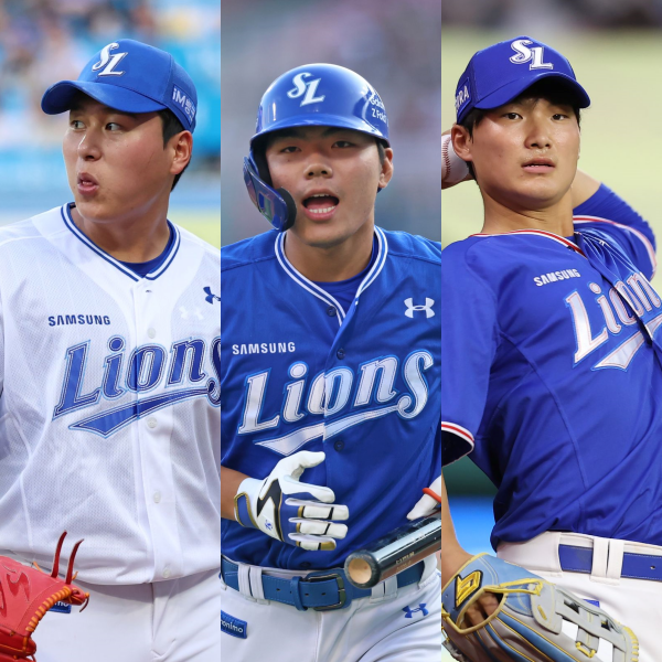 (좌측부터) 삼성 라이온즈 이승현(좌), 외야수 함수호, 류승민. /사진=삼성 라이온즈