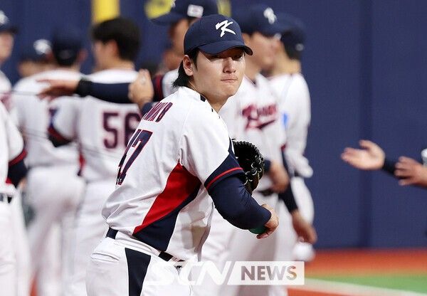 체코전 한국 야구 대표팀 선발로 나선 곽빈. /사진=뉴시스