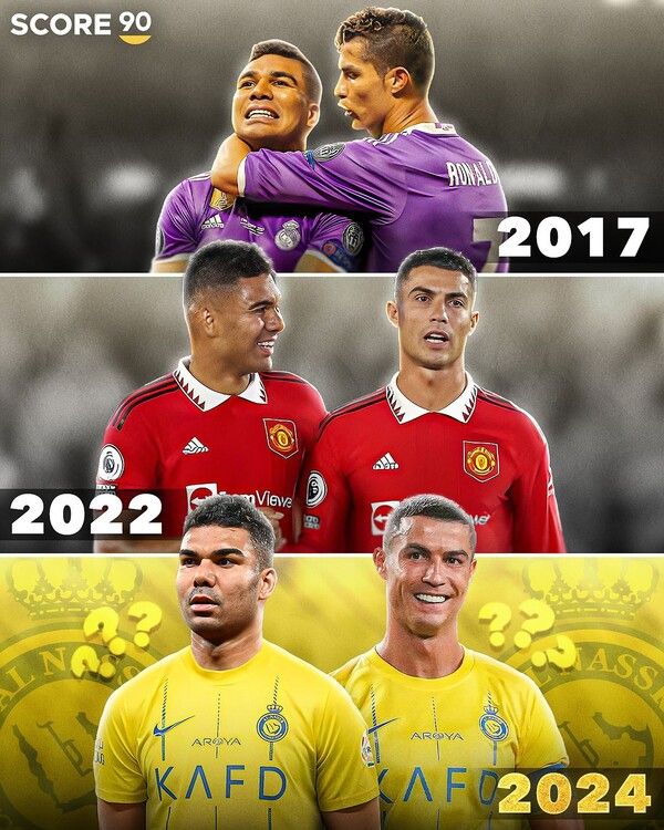 레알 마드리드, 맨체스터 유나이티드에서 호흡을 맞췄던 카세미우와 크리스티아누 호날두 .사진┃score90