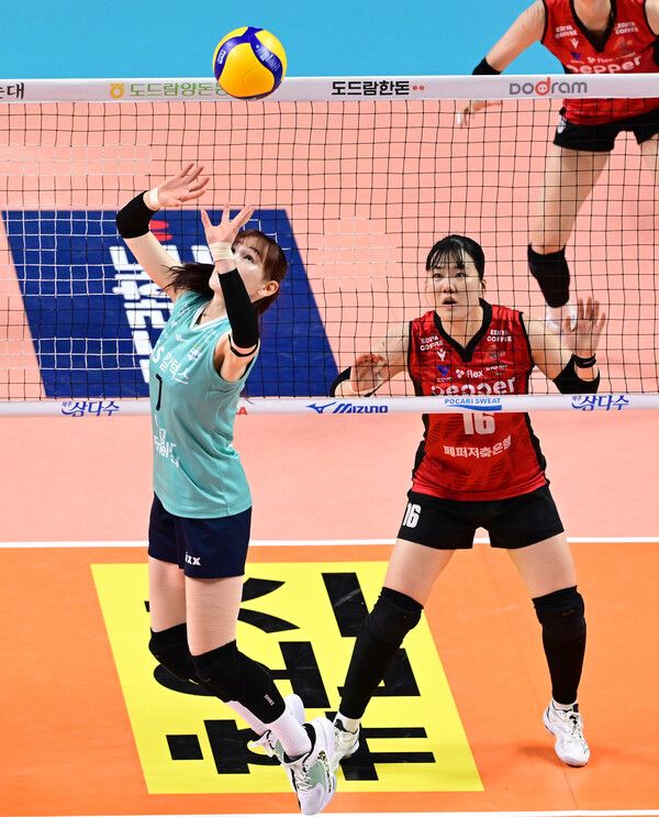 7일 V리그 여자부 GS칼텍스와 페퍼저축은행 경기. 사진┃KOVO