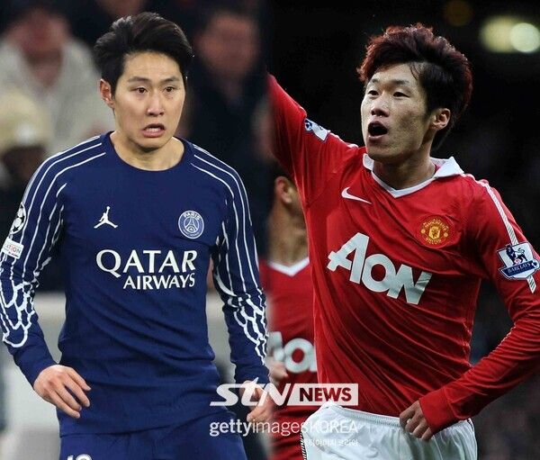 파리 생제르맹 이강인과 맨체스터 유나이티드 활약 당시 박지성. 사진┃게티이미지코리아