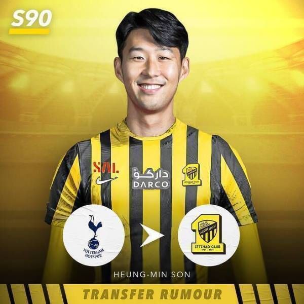 사우디아라비아 알 이티하드와 연결됐던 토트넘 홋스퍼 캡틴 손흥민. 사진┃score90
