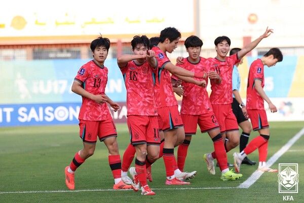 대한민국 U-17 대표팀의 오하람이 사우디아라비아와의 2025 아시아축구연맹(AFC) U-17 아시안컵 4강전에서&nbsp; 선제골을 기록했다. 사진┃대한축구협회