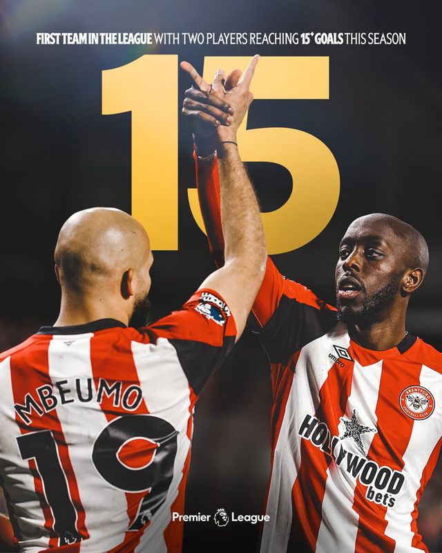 이번 시즌 환상의 짝궁으로 자리 잡은 브라이언 음뵈모와 요안 위사. 사진┃브렌트포드FC