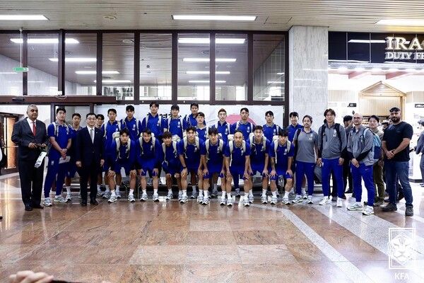 이라크에 입성한 선수단 단체 사진. 사진┃KFA