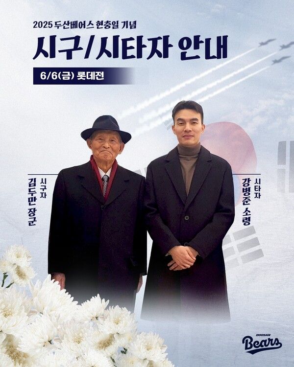 왼쪽부터 김두만 장군과 강병준 소령. 사진┃두산베어스