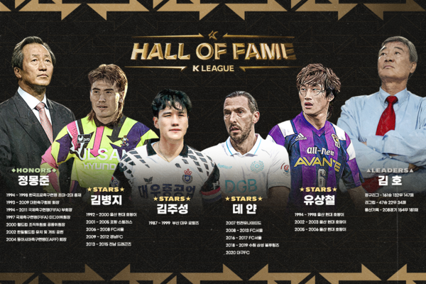 제2차 K리그 명예의 전당 헌액자를 발표한 한국프로축구연맹. 사진┃한국프로축구연맹