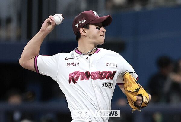9일 서울 구로구 고척스카이돔에서 열린 2025 KBO리그 한화 이글스 대 키움 히어로즈의 경기, 키움 투수 주승우가 역투하고 있다. /사진=뉴시스