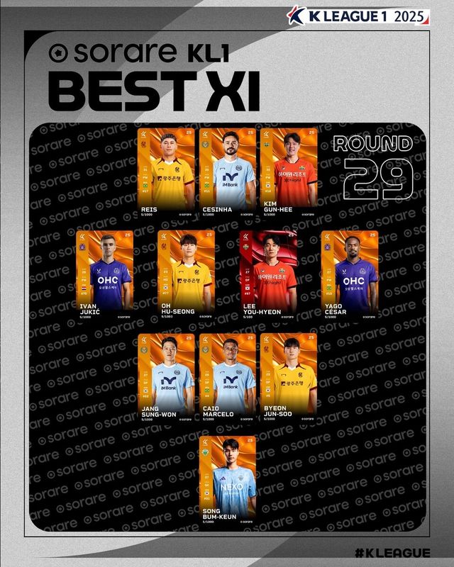 하나은행 K리그1 2025 29라운드 베스트11. /사진=한국프로축구연맹