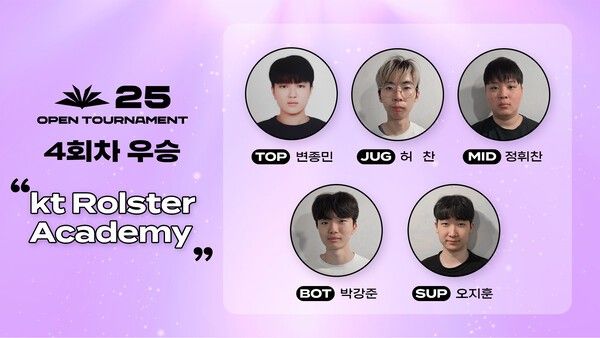2025 LCK AS 오픈토너먼트 4회차 우승팀 KT 롤스터 아카데미. /사진=한국e스포츠협회