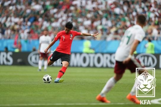 한국 축구 대표팀 손흥민이 2018 러시아 월드컵 F조 조별 예선 2차전 멕시코와의 경기에서 슈팅을 시도하고 있다. /사진=KFA