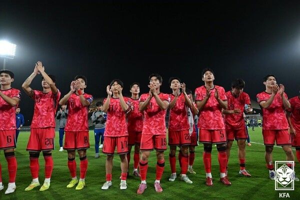 한국 U-23 대표팀 선수단. /사진=대한축구협회