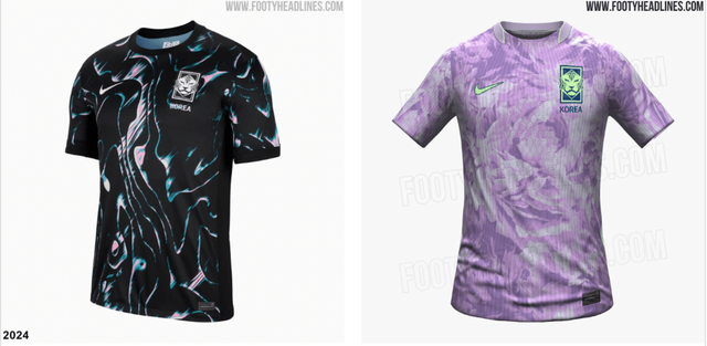 한국 축구 대표팀의 원정 유니폼을 비교한 푸티 헤드라인. /사진=푸티 헤드라인