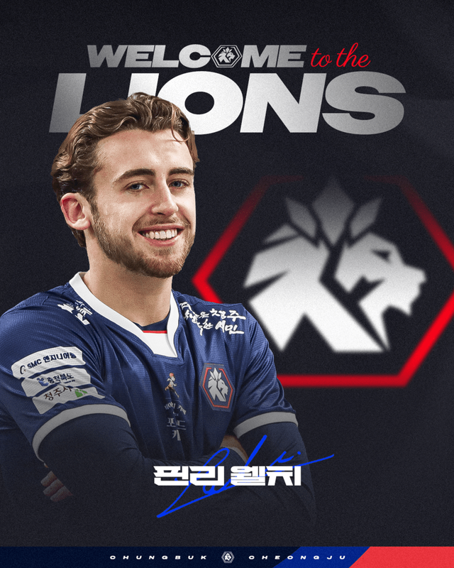 충북청주FC에 합류한 핀리 웰치. /사진=충북청주FC