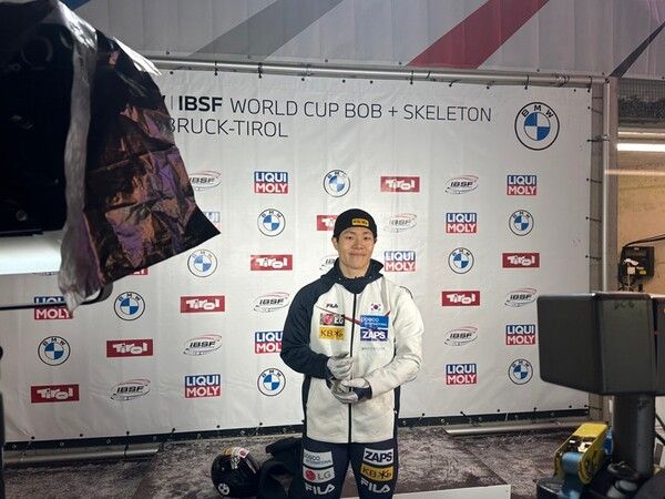 한국 스켈레톤 기대주 정승기(24·강원도청)가 정상급 실력을 과시했다. 사진┃대한봅슬레이스켈레톤연맹