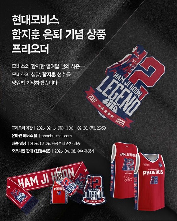 함지훈 은퇴 기념 유니폼과 상품을 준비한 현대모비스. /사진=현대모비스