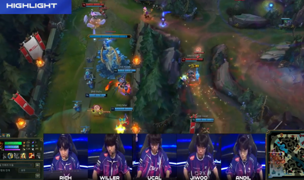 19일 오후 종로 롤파크 LCK아레나에서 열린 2026 LCK컵 플레이오프 패자조 1라운드 3세트. 블루 진영 DN수퍼스는 잭스-자르반4세-라이즈-자야-룰루 조합을, 레드 진영 DRX는 나르-바이-탈리야-카이사-니코를 꺼내 들었다. 결과는 DRX가 DN수퍼스의 연승을 저지하면서 승리를 막아내는 데 성공 1대 2를 만들었다. (▲DRX & DN수퍼스=1:2). /사진=네이버 치지직 라이브영상 캡처/사진