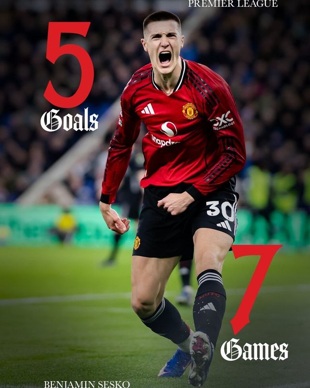 2026년 들어 잉글리시 프리미어리그(EPL)에서 5골을 기록한 맨체스터 유나이티드 공격수 베냐민 세슈코. /사진=맨체스터 유나이티드