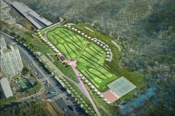 고령층과 가족 단위 시민의 쾌적한 여가 생활을 돕기 위해 부용터널 상부에 조성하는 '파크골프장' 조감도. /사진=의정부시