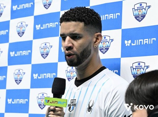 경기 후 인터뷰하는 현대캐피탈 레오. /사진=KOVO