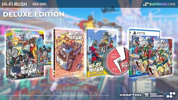 크래프톤이 리듬 액션 게임 ‘하이파이 러시(Hi-Fi RUSH)’의 플레이스테이션 5 패키지판 예약 판매를 시작한다. 예약 판매는 오는 7월 15일까지 ‘슈퍼디럭스 게임즈(SUPERDELUXE GAMES 이하, SDX)’ 공식 스토어와 각 온·오프라인 소매점을 통해 진행된다. 정식 출시는 7월 16일부터다.(▲크래프톤, ‘하이파이 러시’, 플레이스테이션 5 프리미엄 패키지판 예약 판매). /사진=크래프톤