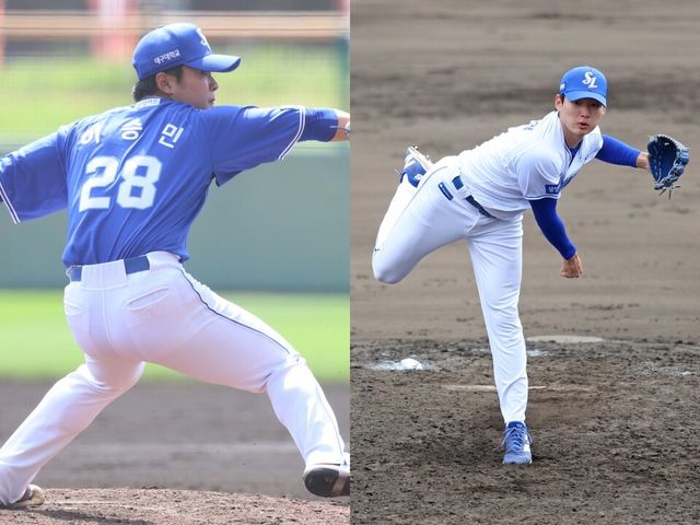 삼성라이온즈 이승민과 육선엽(우측)./사진=삼성라이온즈