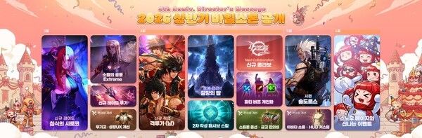 9일 ㈜넥슨이 인기 모바일 액션게임 ‘던전앤파이터 모바일(이하 던파모바일)’의 4주년 기념 행사 ‘DM(Director’s Message)’에서 2026년 상반기 업데이트 마일스톤을 공개했다고 밝혔다.(▲던전앤파이터 모바일_ 상반기 업데이트 마일스톤). /사진=넥슨