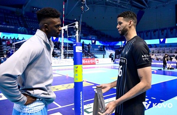 대한항공 마쏘와 현대캐피탈 레오. /사진=KOVO