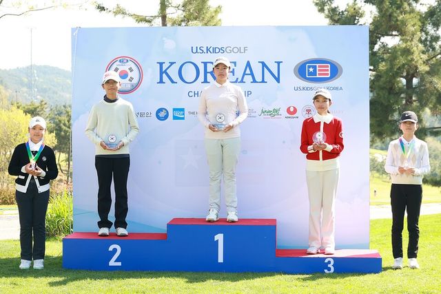 지난 24일 경기 안산 대부도 더헤븐CC에서 ‘2026 유에스 키즈 골프 코리안 챔피언십(U.S. Kids Golf Korean Championship)’ 시상식. 좌측부터 서희재, 지예은, 송수현./사진=더헤븐리조트