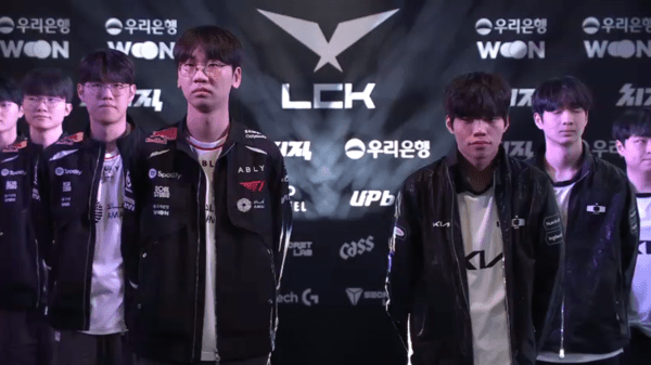 10일 서울 종로구 치지직 롤파크에서 열린 ‘2026 리그 오브 레전드 챔피언스 코리아(LCK)’ 정규 시즌 59번째 매치 1세트에서 T1이 DK를 상대로 1승을 선취했다. (▲T1 & DK=1:0). /사진=네이버 치지직 라이브영상 캡처