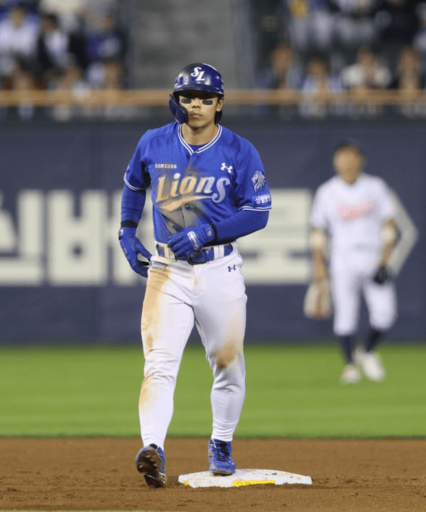 22일 삼성은 부산 사직야구장에서 열린 2026 신한 SOL KBO리그 롯데와 원정 경기에서 7-5 승리를 거뒀다.(▲삼성 김성윤. 결승타 포함 3타수 2안타 2타점 /삼성 라이온즈