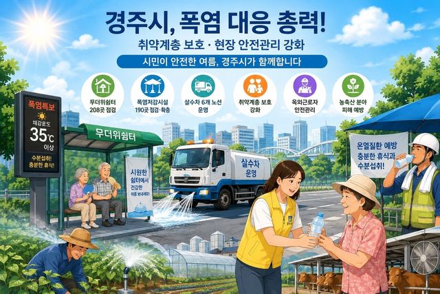 경주시가 폭염 대응 기간 중 무더위쉼터 208곳 점검·폭염저감시설을 추가 설치할 계획이다./사진=경주시
