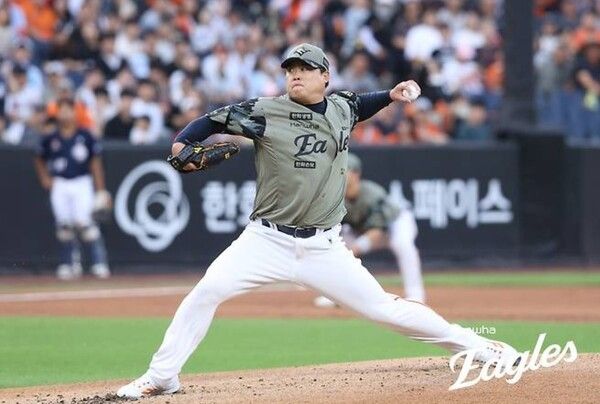23일 한화가 대전 한화생명볼파크에서 열린 2026 신한 SOL KBO리그 두산 베어스와 홈경기에서 3-2 끝내기 승리를 거뒀다. (▲한화 류현진, 6이닝 79구 5피안타 2탈삼진 1볼넷 2실점). /사진=한화 이글스