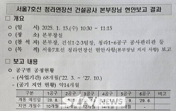 도시철도건설본부 내부 보고 문건. /사진=인천시출입연합기자단