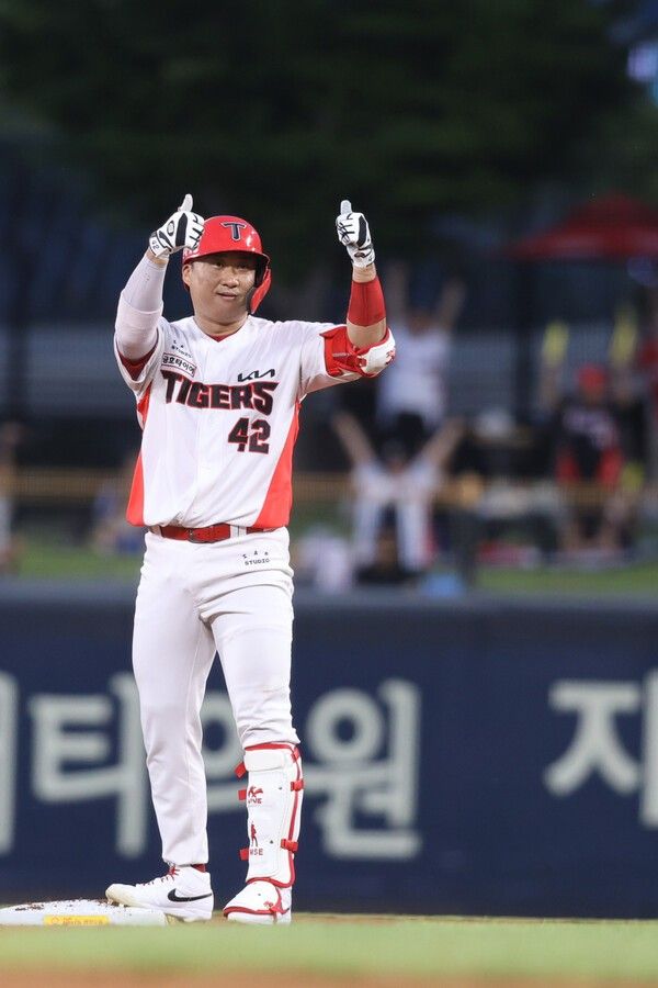 11일 KIA가 광주 KIA챔피언스필드에서 열린 2026 신한은행 SOL KBO리그 삼성과의 경기에서 3대1로 꺾었다. (▲기아 김태군 , 1타수 1안타 3타점). /사진=기아 타이거즈