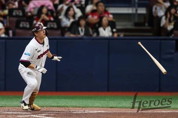 2일 서울 고척스카이돔에서 열린 2026 신한 SOL KBO리그 홈경기에서 키움은 SSG를 5-3으로 제압했다. (▲키움 김웅빈, 2타수 2안타 1홈런 1득점 3타점 2볼넷). /사진=키움 히어로즈