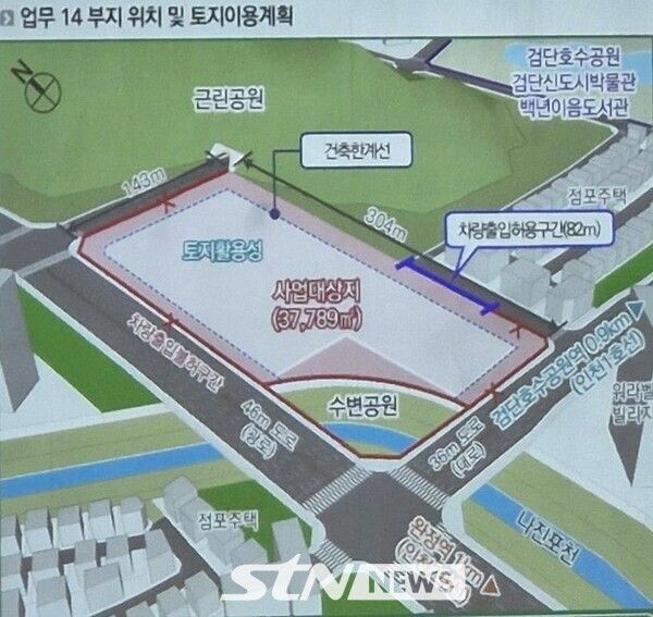 최고점수를 받은 업무14부지 토지이용 계획도. /사진=STN