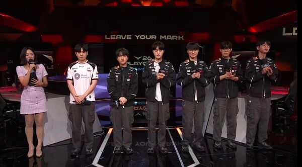 6일 T1이 치지직 롤파크에서 열린 2026 LCK 플레이오프 패자조 3라운드에서 디플러스 기아를 세트 스코어 3-1로 꺾으며 최종 우승했다. (▲T1 & DK=3:1)./사진=네이버 치지직 라이브영상 캡처